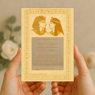 Invitaciones Acrílicas Jeroglíficos Antiguos Rey & Reina Boda Egipcia