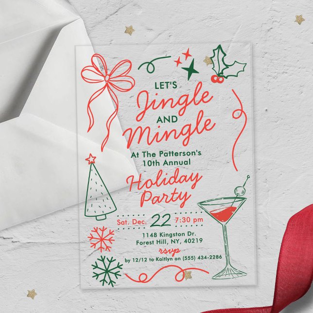 Invitaciones Acrílicas Jingle & Mingle | Fiesta de Cóctel Navideño (Subido por el creador)