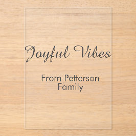 Invitaciones Acrílicas Joyful Vibes red Christmas add family name date