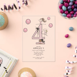 Invitaciones Acrílicas Jump & Tumble Gymnastics 4th Birthday Party