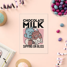 Invitaciones Acrílicas Kawaii Chocolate Milk Cat – Cozy Drink & Cuteness