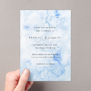 Invitaciones Acrílicas Kendall Blue Elegant Wedding Save the Date
