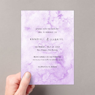 Invitaciones Acrílicas Kendall Purple Elegant Wedding Save the Date