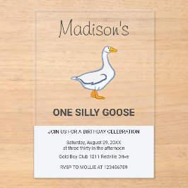 Invitaciones Acrílicas Kids One Silly Goose First Birthday