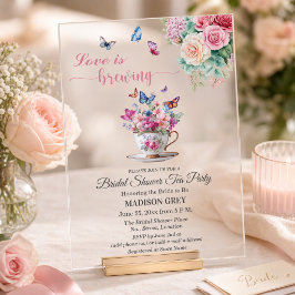 Invitaciones Acrílicas La amor está preparando la fiesta de té de la duch