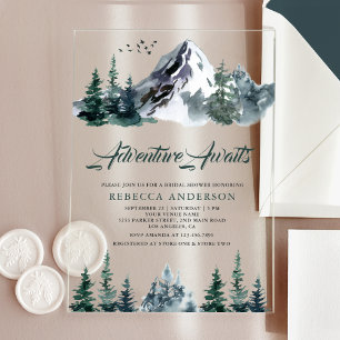 Invitaciones Acrílicas La aventura espera en la ducha de novia del bosque