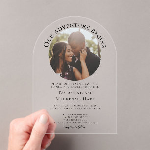 Invitaciones Acrílicas La aventura fotográfica personalizada empieza boda