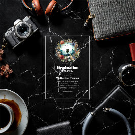 Invitaciones Acrílicas La aventura retro espera la fiesta de graduación a