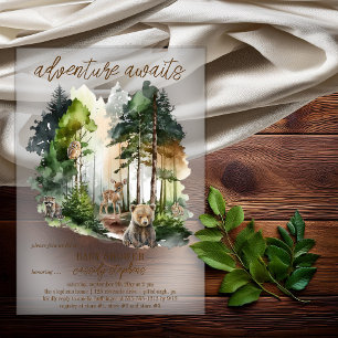 Invitaciones Acrílicas La aventura rústica de Woodland espera a su joven