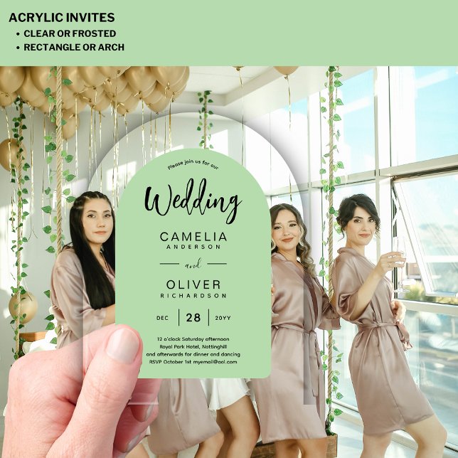 Invitaciones Acrílicas La boda acrílica del Arco Verde Sage invita a la m (Subido por el creador)