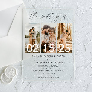 Invitaciones Acrílicas La boda de foto simple minimalista blanca
