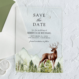 Invitaciones Acrílicas La boda de los ciervos de la selva montañosa salva