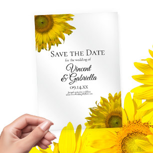 Invitaciones Acrílicas La boda de los girasoles amarillos salva la fecha