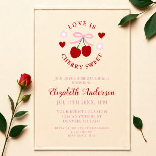 Invitaciones Acrílicas La boda es dulce como la cereza Fiesta de despedid