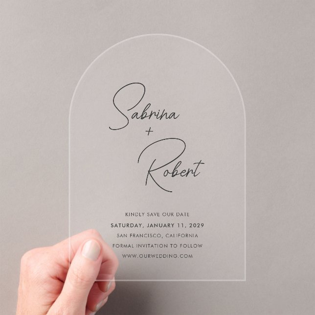 Invitaciones Acrílicas La boda moderna de Sabrina salva la fecha (Insitu (portátil))