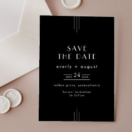 Invitaciones Acrílicas La boda negra de estilo Art Déco moderno salva la 
