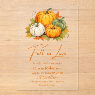 Invitaciones Acrílicas La calabaza rusa cae en el amor ducha de novia