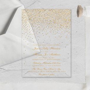 Invitaciones Acrílicas La Colección de Boda Confeti Dorado Vintage Glam
