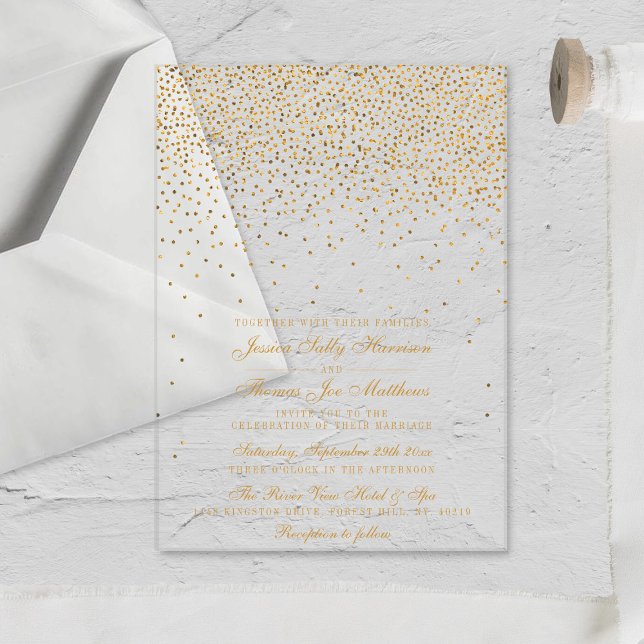 Invitaciones Acrílicas La colección de Bodas Glam Gold Confetti (Subido por el creador)