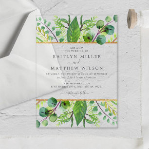 Invitaciones Acrílicas La Colección de Bodas La Vegetación y el Oro
