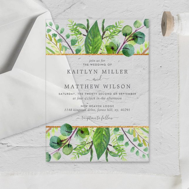 Invitaciones Acrílicas La colección de Bodas verdes y dorados (Subido por el creador)