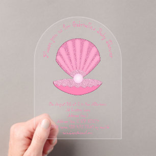Invitaciones Acrílicas La concha de Oyster y Pearl Baby Shower