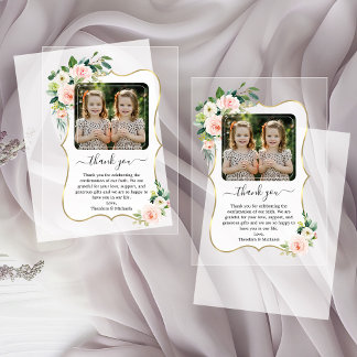Invitaciones Acrílicas La confirmación de la foto de los Chicas gemelos g
