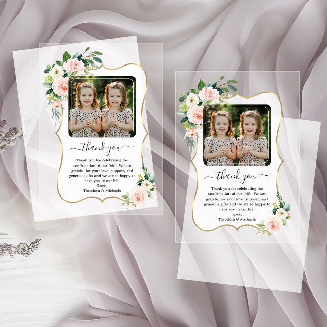 Invitaciones Acrílicas La confirmación de la foto de los Chicas gemelos g (Subido por el creador)