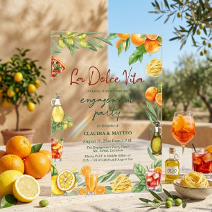 Invitaciones Acrílicas La Dolce Vita Fiesta de Compromiso de Cítricos Ita