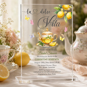 Invitaciones Acrílicas La Dolce Vita Tetera de Limón para Despedida de So