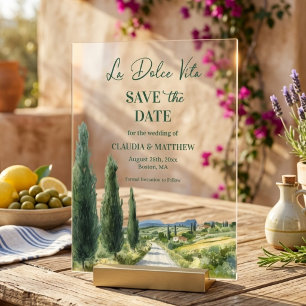 Invitaciones Acrílicas La Dolce Vita Vista Italiana Elegante Salva la Fec