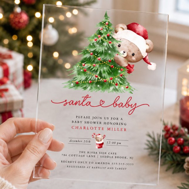 Invitaciones Acrílicas La ducha de bebé de Santa (Subido por el creador)