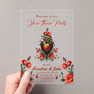 Invitaciones Acrílicas La elegancia gótica del corazón