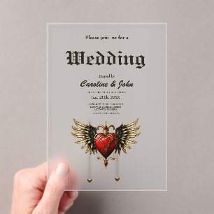 Invitaciones Acrílicas La elegancia y el misticismo del corazón gótico