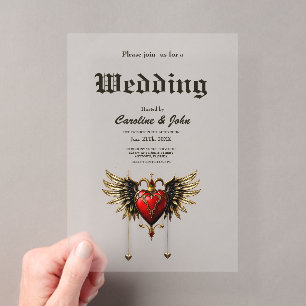 Invitaciones Acrílicas La elegancia y misticismo del corazón gótico.