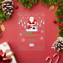 Invitaciones Acrílicas La fiesta de bolos de Santa Navidad