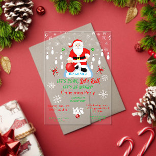 Invitaciones Acrílicas La fiesta de bolos de Santa Navidad