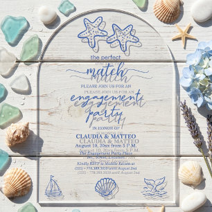 Invitaciones Acrílicas La fiesta de compromiso de la pareja de estrellas