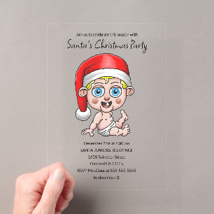 Invitaciones Acrílicas La fiesta de Navidad de Santa bebé