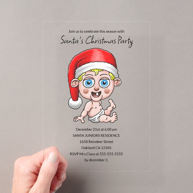 Invitaciones Acrílicas La fiesta de Navidad de Santa bebé (Insitu (portátil))
