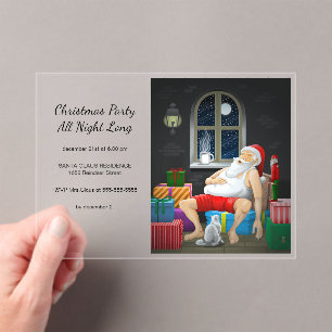 Invitaciones Acrílicas La fiesta de Navidad de Santa toda la noche