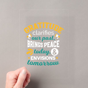 Invitaciones Acrílicas La gratitud trae paz hoy – Fe positiva