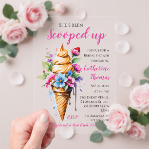 Invitaciones Acrílicas La han sacado de la ducha de novia con helado