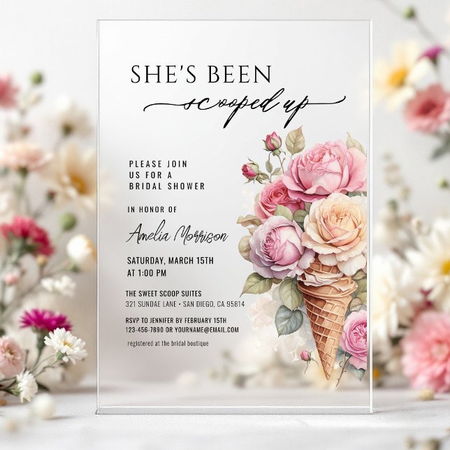 Invitaciones Acrílicas La han sacado de la ducha de novia con helado (Subido por el creador)