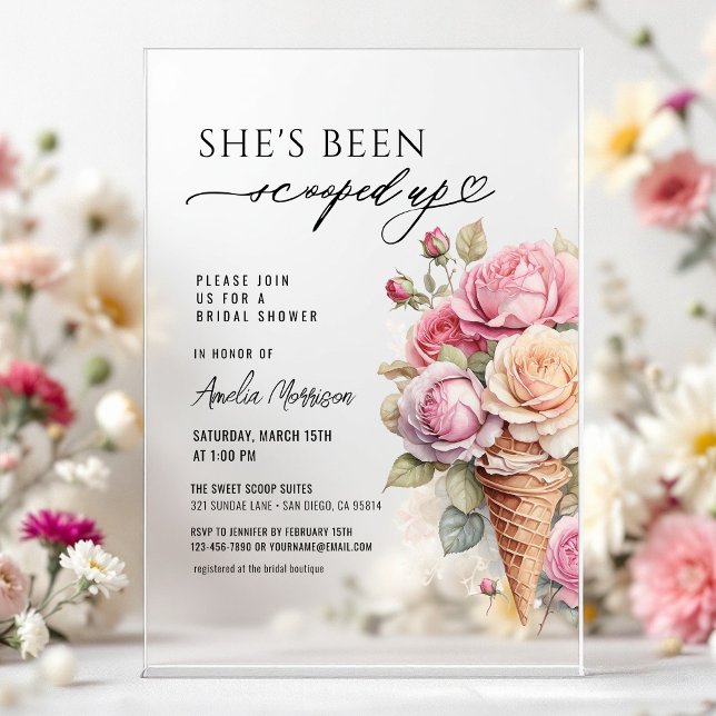 Invitaciones Acrílicas La han sacado de la ducha de novia con helado (Subido por el creador)