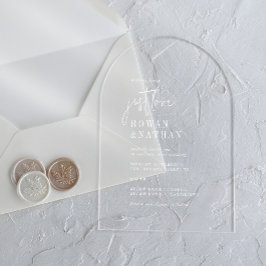 Invitaciones Acrílicas La Moda moderna sólo ama al Boda de arco blanco ún