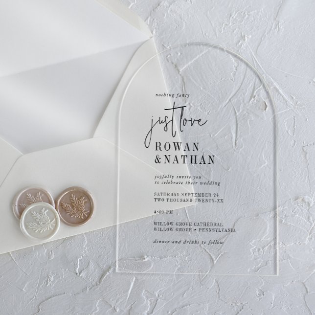 Invitaciones Acrílicas La Moda moderna sólo quiere al Boda de Arco Único  (Modern Chic Just Love Modern Unique Arch Wedding Acrylic Invitations)