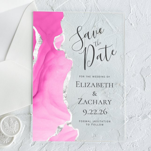 Invitaciones Acrílicas La moderna boda de plata rosada en el envejecimien (Subido por el creador)