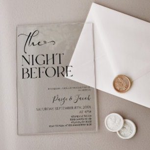 Invitaciones Acrílicas La noche antes de la cena mínima del ensayo Boda