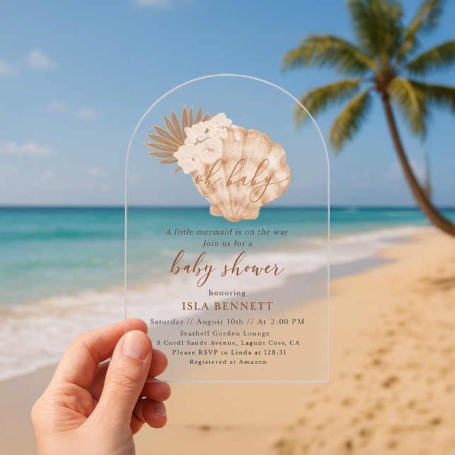 Invitaciones Acrílicas La Pequeña Sirenita De Boho Está En Camino De Baby (Subido por el creador)